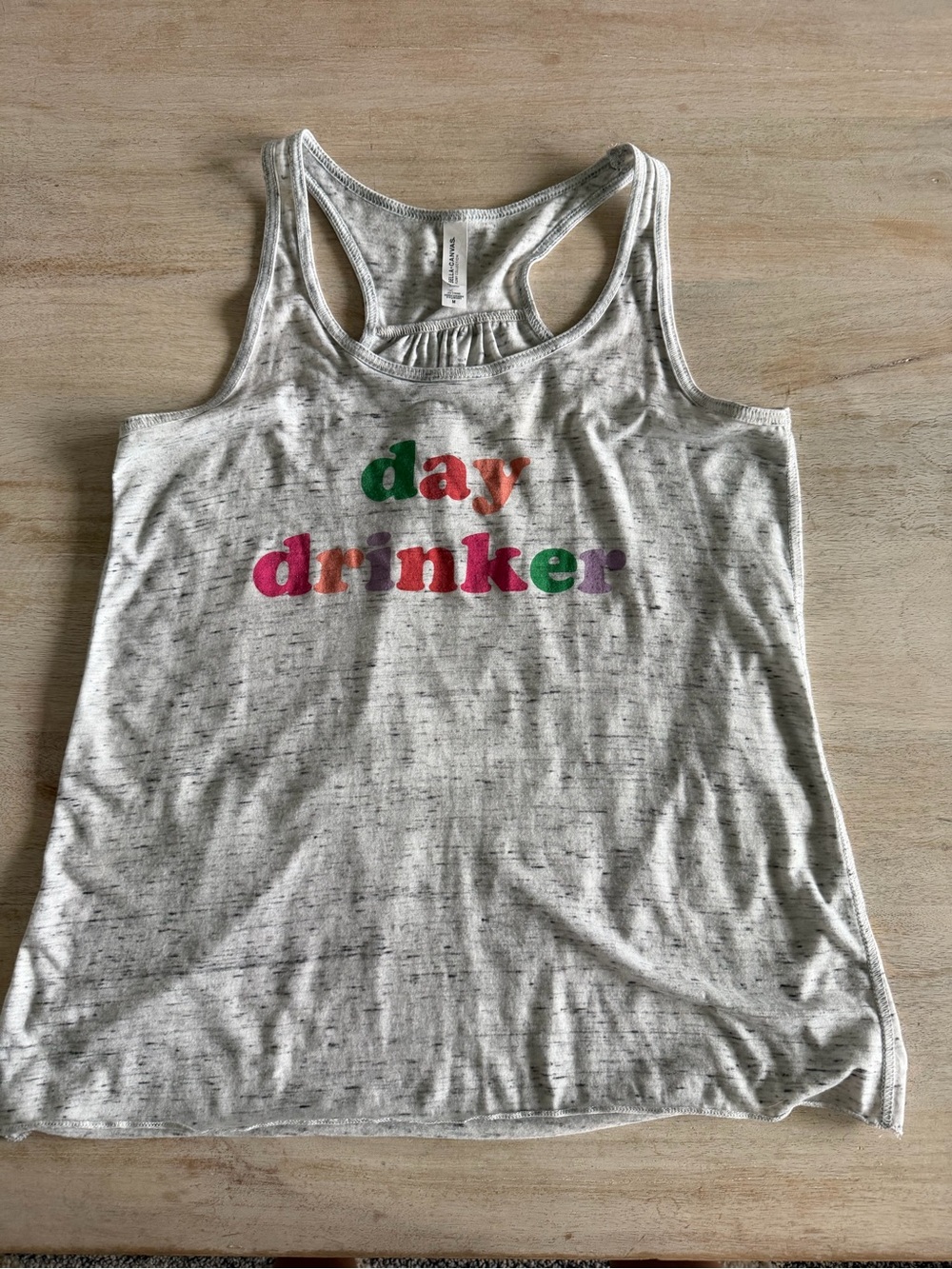 Bella Canvas Heathered White Racerback Tank with Subtle Speckle